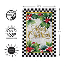 Merry Christmas Holly Moire Garden Flag Garden