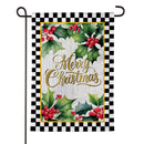 Merry Christmas Holly Moire Garden Flag Garden