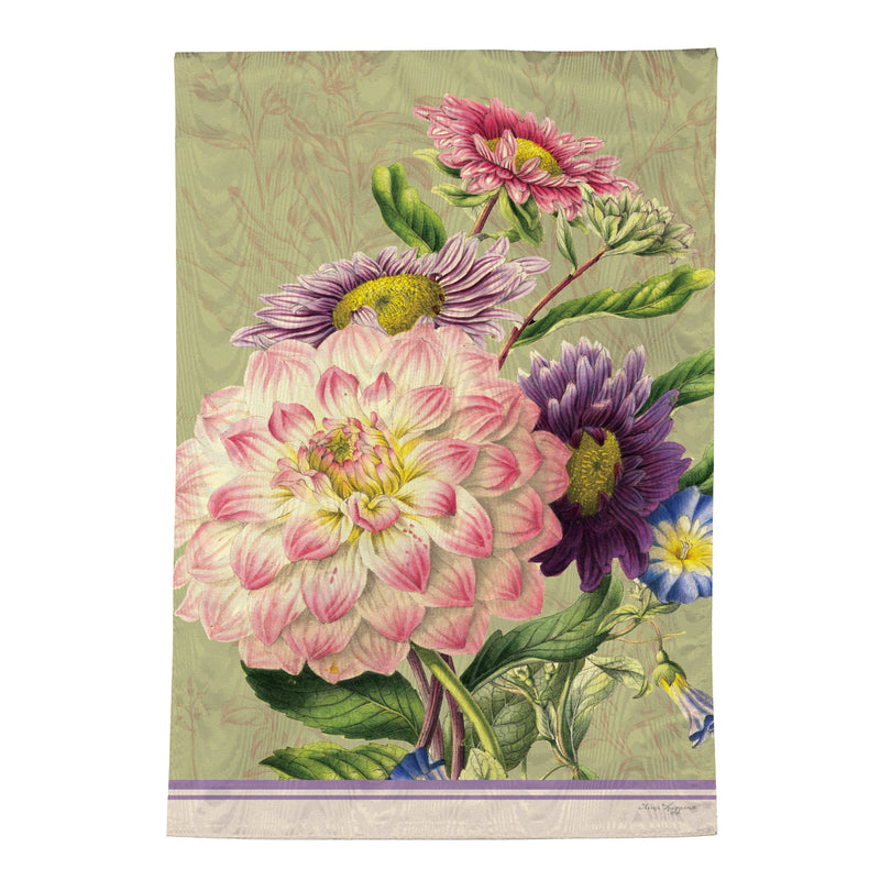 Vintage Cream Florals Moire House Flag