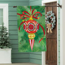 Elegant Red Ornament Moire Flag House
