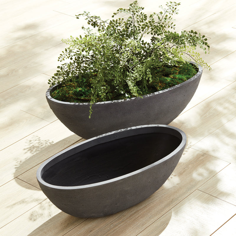 NAPA Home & Garden, FIBRESTONE MALIBU OVAL LOW BOWLS, SET OF 2,N2AC213GY