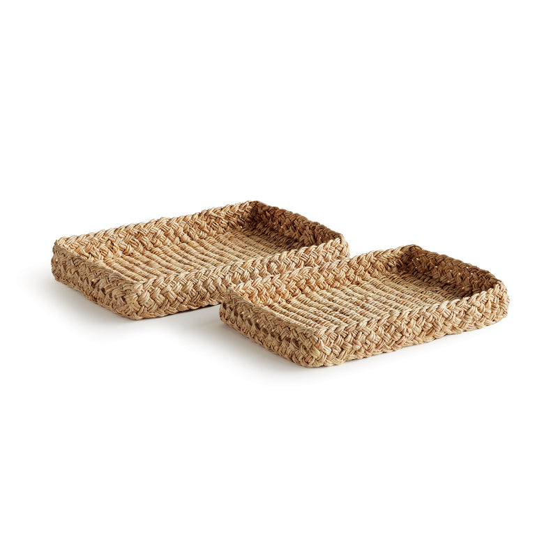 NAPA Home & Garden, ABACA FRENCH BRAIDED SQUARE TRAYS, SET OF 2,N4TD06