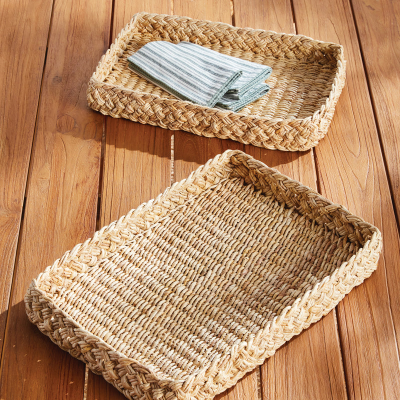 NAPA Home & Garden, ABACA FRENCH BRAIDED SQUARE TRAYS, SET OF 2,N4TD06