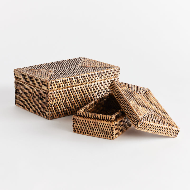 NAPA Home & Garden, BURMA RATTAN RECTANGULAR LIDDED BOXES, SET OF 2,N4TN03BR