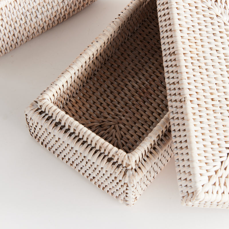 NAPA Home & Garden, BURMA RATTAN RECTANGULAR LIDDED BOXES, SET OF 2,N4TN03WH