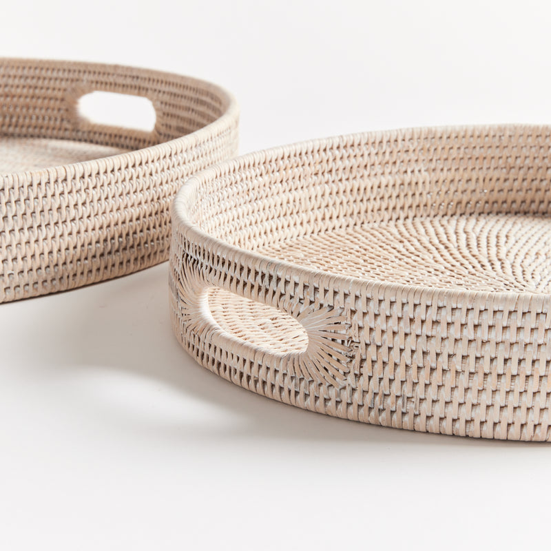 NAPA Home & Garden, BURMA RATTAN ROUND OTTOMAN TRAYS SMALL, SET OF 2,N4TN06WH