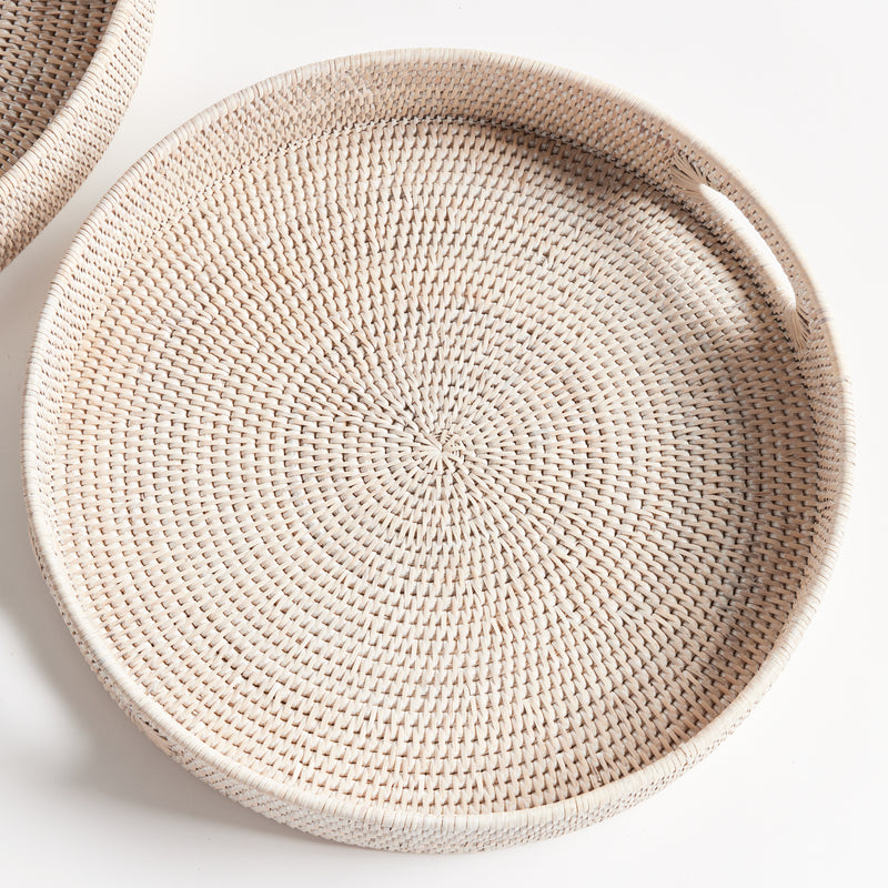 NAPA Home & Garden, BURMA RATTAN ROUND OTTOMAN TRAYS SMALL, SET OF 2,N4TN06WH