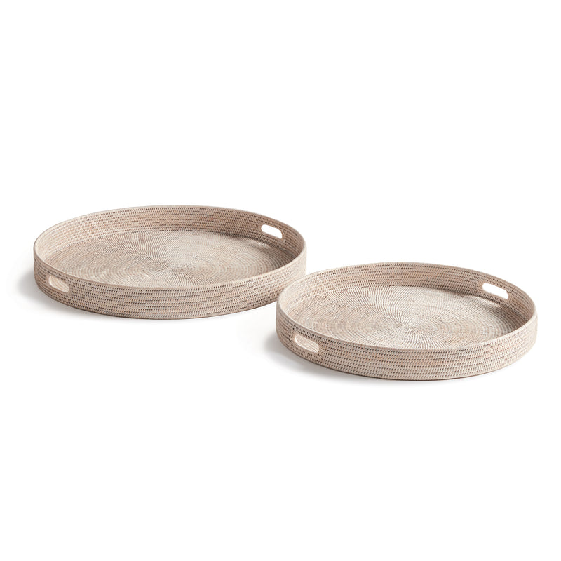 NAPA Home & Garden, BURMA RATTAN ROUND OTTOMAN TRAYS LARGE, SET OF 2,N4TN07WH