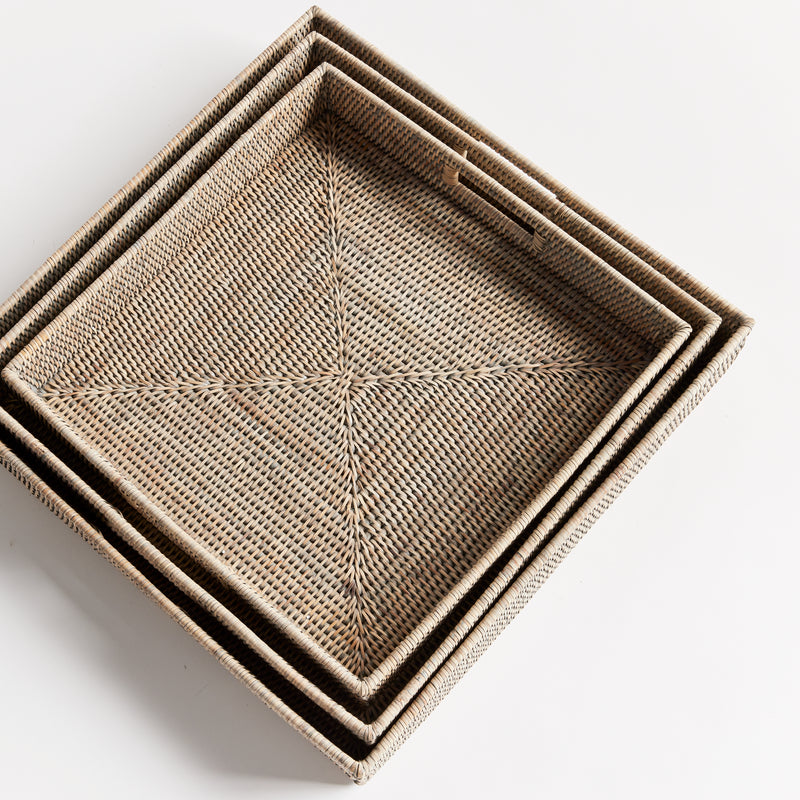 NAPA Home & Garden, BURMA RATTAN OTTOMAN TRAYS, SET OF 3,N4TN216GY