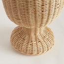 MYRA RATTAN SCALLOPED EDGE FOOTED URN