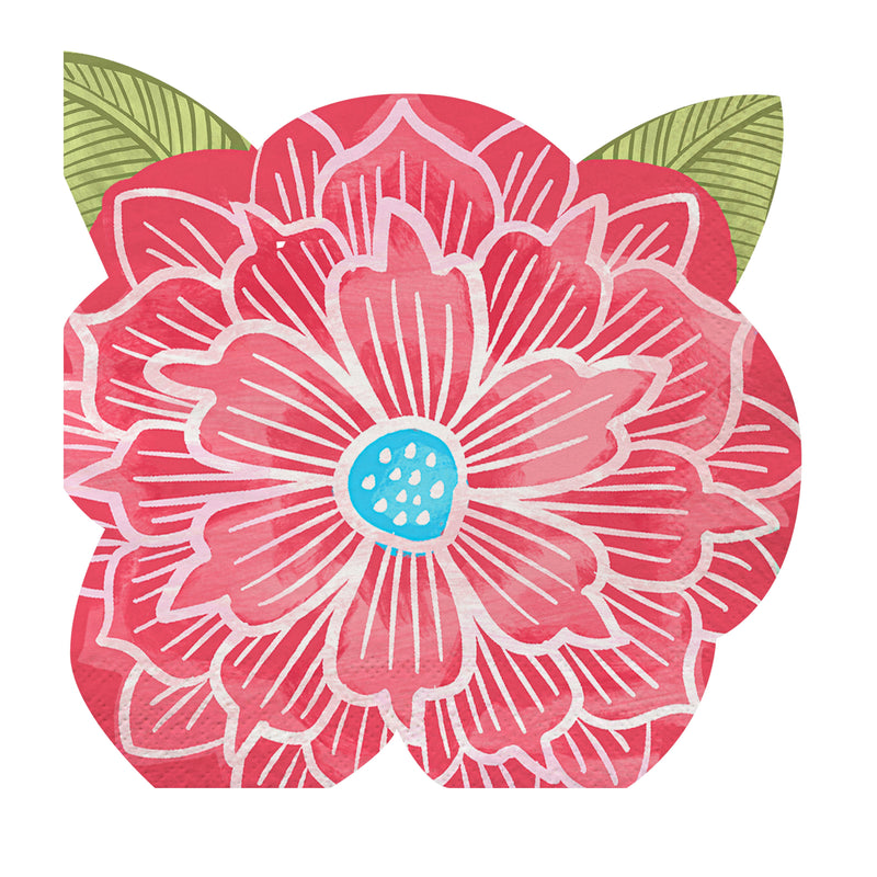 What She Shed Napkin Paper Floral Shaped Cocktail Napkin, 20 Count