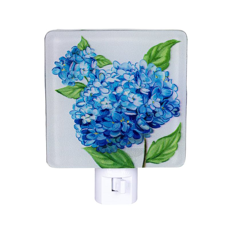 VivaStyle Nightlight Glass Square Hydrangea, 5.25"H