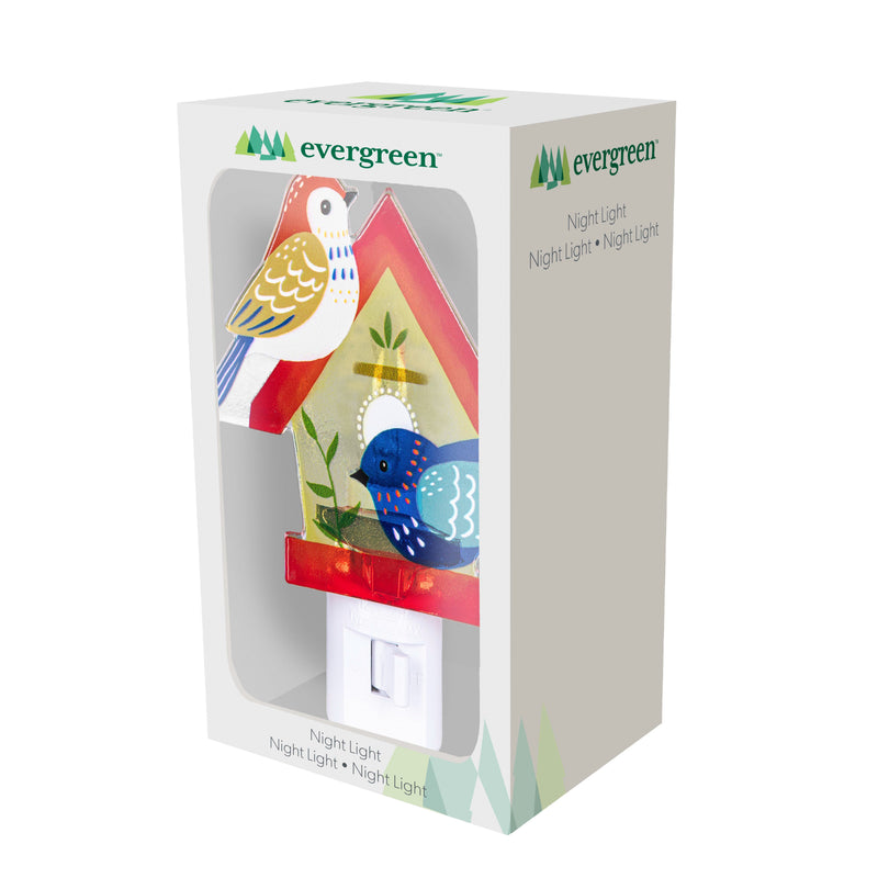 What She Shed Nightlight Glass Shaped Birdhouse with Birds, 5.25"H