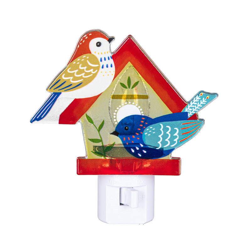 What She Shed Nightlight Glass Shaped Birdhouse with Birds, 5.25"H