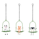 Hillside Pasture Outdoor Hanging Decor, Metal Farm Animals on Swing, 9", 3 Asst