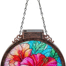 Cottage Garden Outdoor Hanging decor, Double Sided Solar Flower Hanging Decor, 3 Asst