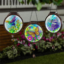 Cottage Garden Outdoor Hanging decor, Double Sided Solar Butterfly/Dragonfly/Hummingbird, 3 Asst