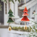 Shades of Emerald Hanging Decor Tree with Bell, Asst of 2