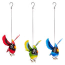 Cottage Garden Outdoor Hanging Decor, Metal Birds with Bounce Hanger, 16.5"