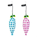 Cottage Garden Outdoor Hanging Decor, Metal Solar Poinsettia Flower, 17.4"H, 2 Asst