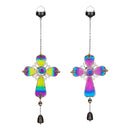 Hop Into Spring Outdoor Hanging decor, Solar Glass Optical Cross Hanging Decor, 2 Asst