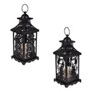 Haunted House Outdoor Lamps&Lighting, Metal Halloween Lantern with LED Candle, 2 Asst