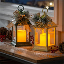 Howdy Holiday Outdoor Lamps&Lighting, Metal and Glass Christmas LED Lantern,2 Asst