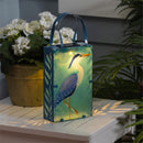 Seaside Retreat Outdoor Lamps&Lighting, Hand Painted Heron Glass Solar Lantern