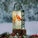 Snowbird Outdoor Lamps&Lighting, Hand Painted Glass Cardinals Solar Lantern