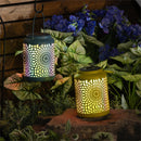 Cottage Garden Outdoor Lamps & Lighting, Metal Flower Solar Lantern, 6.8"H, 2 Asst