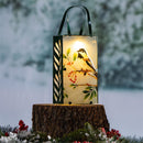 Snowbird Outdoor Lamps&Lighting, Hand Painted Glass Snowbird Solar Lantern