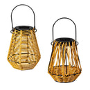 Hillside Pasture Outdoor Lamp & Lighting, Faux Rattan Solar Lantern, 2 Assorted