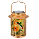 Cottage Garden Outdoor Lamps & Lighting, Glass Metal Solar Lantern, Bird, 7"H