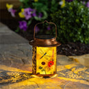 Cottage Garden Outdoor Lamps & Lighting, Glass Metal Solar Lantern, Dragonfly, 7"H