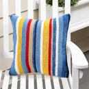 Bright Stripe Indoor/Outdoor Hooked Pillow 18"x18"