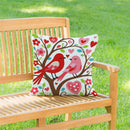 Lovebirds in Bloom Indoor/Outdoor Hooked Pillow 18"x18"