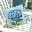 VivaStyle Indoor/Outdoor Hooked Pillow, 18"x18", Hydrangea Haven