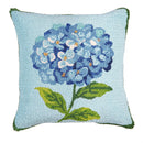 VivaStyle Indoor/Outdoor Hooked Pillow, 18"x18", Hydrangea Haven