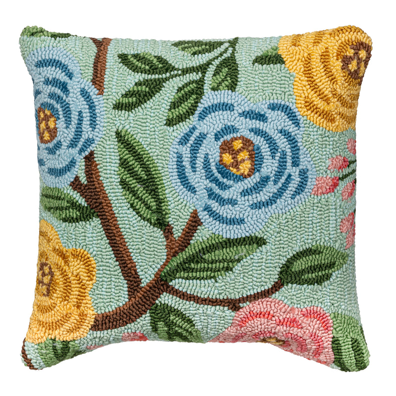 What She Shed Bloom Indoor/Outdoor Hooked Pillow 18"x18"