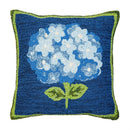 Blue Hydrangea Trellis Indoor/Outdoor Hooked Pillow 18"x18"