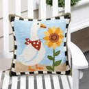 Sunflower Goose Indoor/Outdoor Hooked Pillow 18"x18"