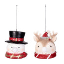 Heartfelt Cheer Ornament Resin Christmas Character with Lit Nose, 4", Asst of 2