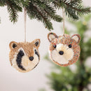 Winter Grove Ornament Natural Fiber Animal Face, 4", Asst of 2