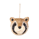 Winter Grove Ornament Natural Fiber Animal Face, 4", Asst of 2