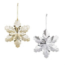 Pearl & Pine Ornament Silver and Gold Snowflakes, 4.5", Asst of 2