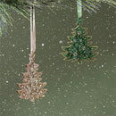 Shades of Emerald Ornament Beaded Tree, Asst of 2, 4"H