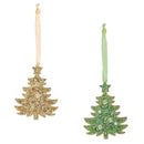 Shades of Emerald Ornament Beaded Tree, Asst of 2, 4"H