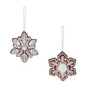 Sugar & Stripes Ornament Felt Gingerbread Snowflake, 4.25"H, Asst of 2