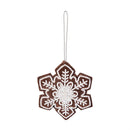 Sugar & Stripes Ornament Felt Gingerbread Snowflake, 4.25"H, Asst of 2