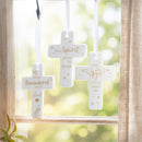 Memorial Ceramic Cross Ornament, 4", Asst of 3, Gift Box, CDU